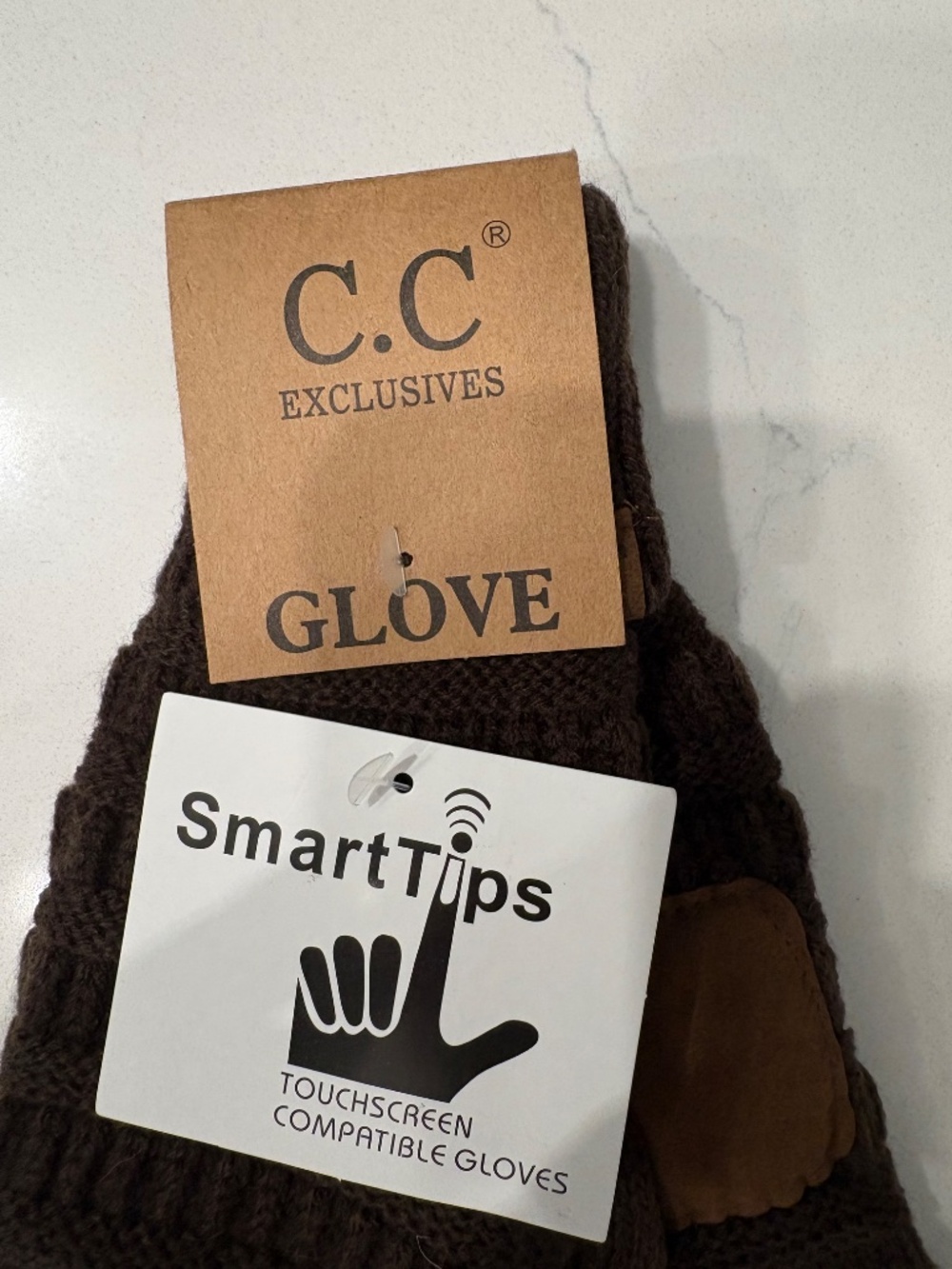 Brown C.C Ribbed Gloves - Picture 4 of 4